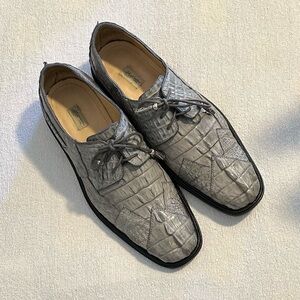 Max Leather USAV Men's Light Gray Alligator Pattern Dress Shoes 11